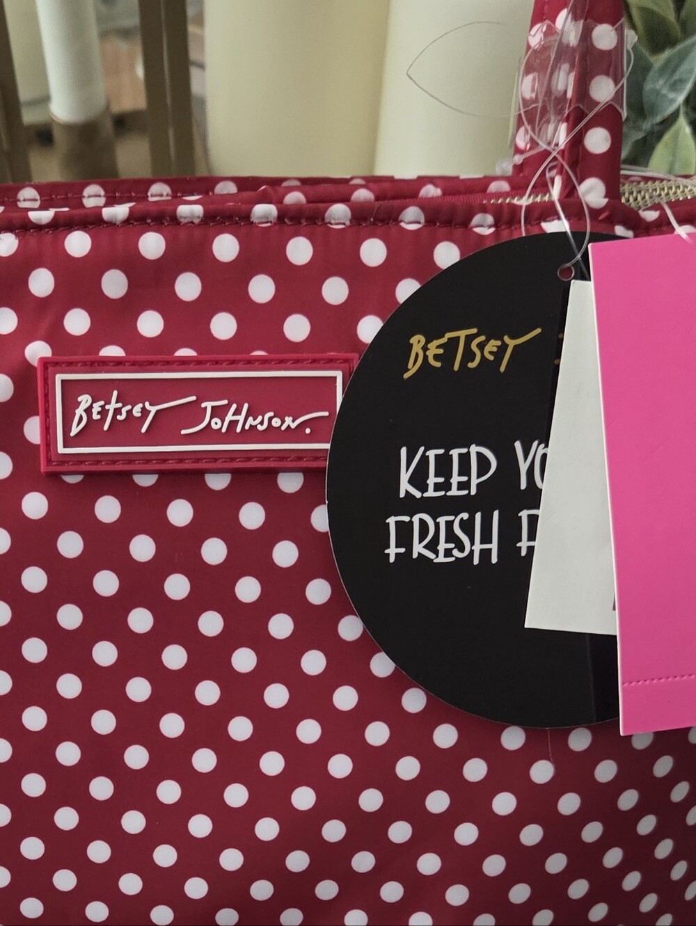 Betsey Johnson Red and White Polka Dot Lunch Bag - Picture 2 of 5